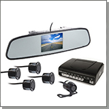 Парктроник MasterPark 604-4-PZ с камерой, четырьмя датчиками и монитором 4.3 дюйма в зеркале