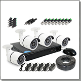 Готовый 4k-8mp комплект уличного видеонаблюдения с записью: SKY-2704-8M + KDM 018-AF8 (4 уличные 8mp камеры и гибридный видеорегистратор)